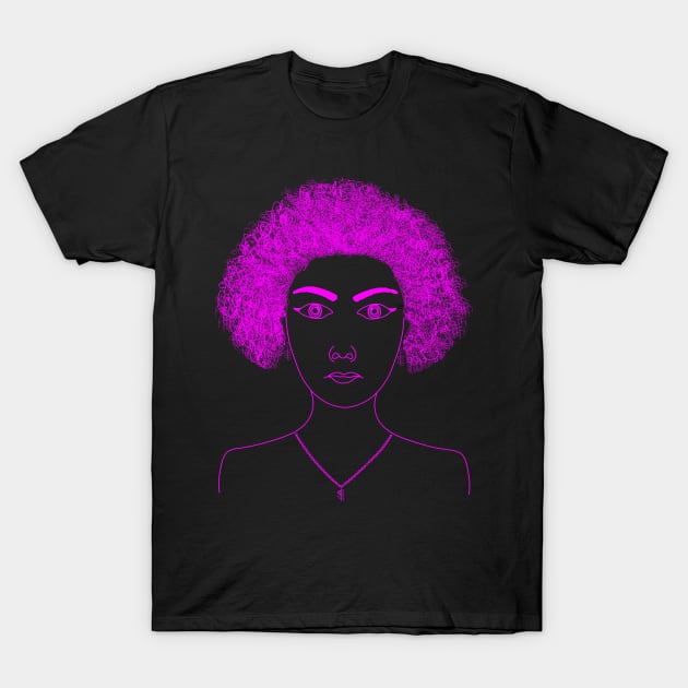 Black Girl Magic (Silhouette of a curly girl in pink) T-Shirt by Artistic April